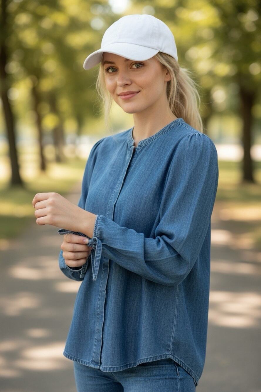 Madewell Women's Denin Chambray Button-Up Shirt Tie Long Sleeve Size XS